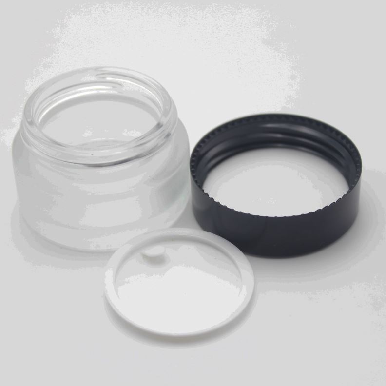 20g matte glass cosmetic lip balm containers jar with black lid MGJ-619Y