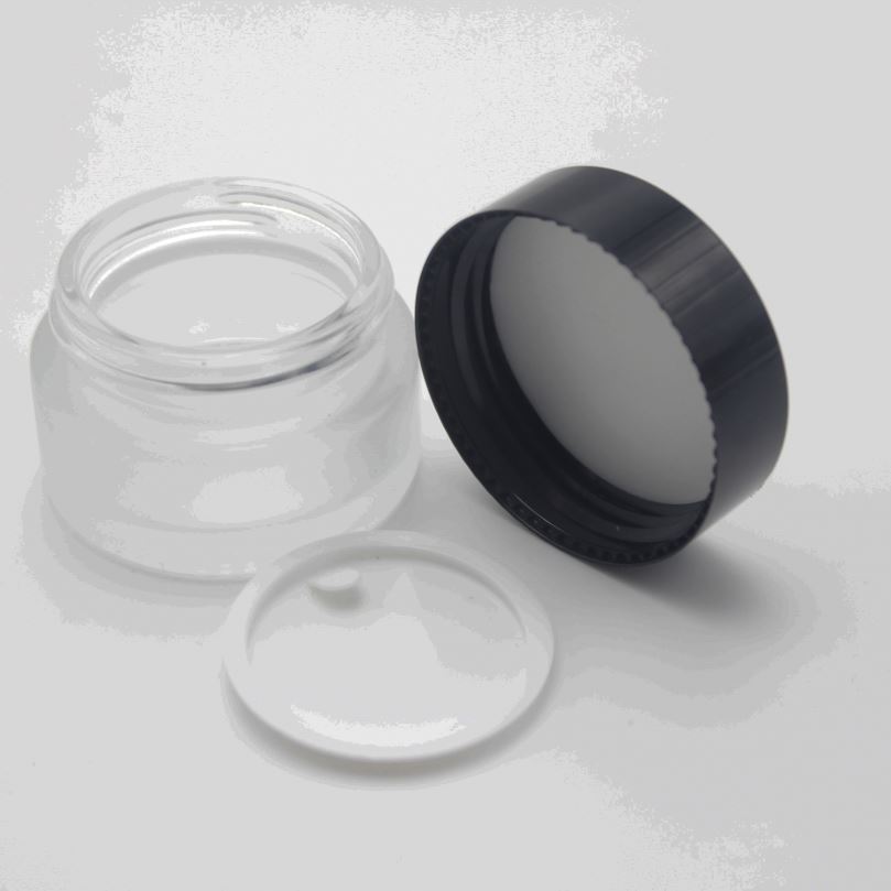 20g matte glass cosmetic lip balm containers jar with black lid MGJ-619Y