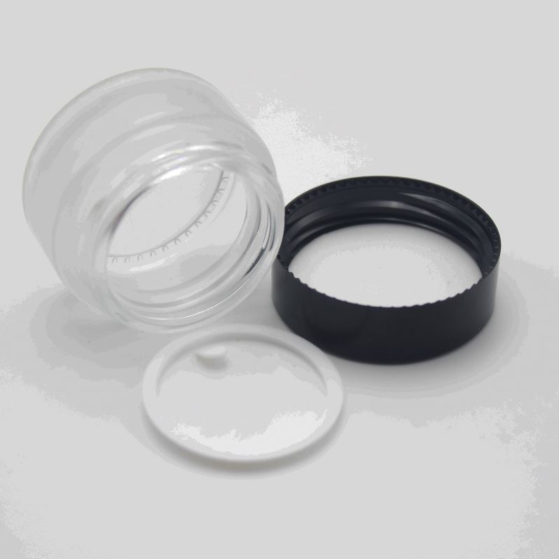 20g matte glass cosmetic lip balm containers jar with black lid MGJ-619Y