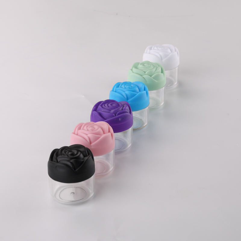 20g mult-colors plastic rose cream jar cosmetic paillette container Plastic Cosmetics Jar