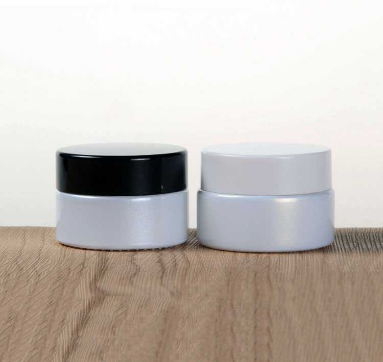20g pearl white cosmetic glass jar eye cream skin cream packaging container black plastic lid