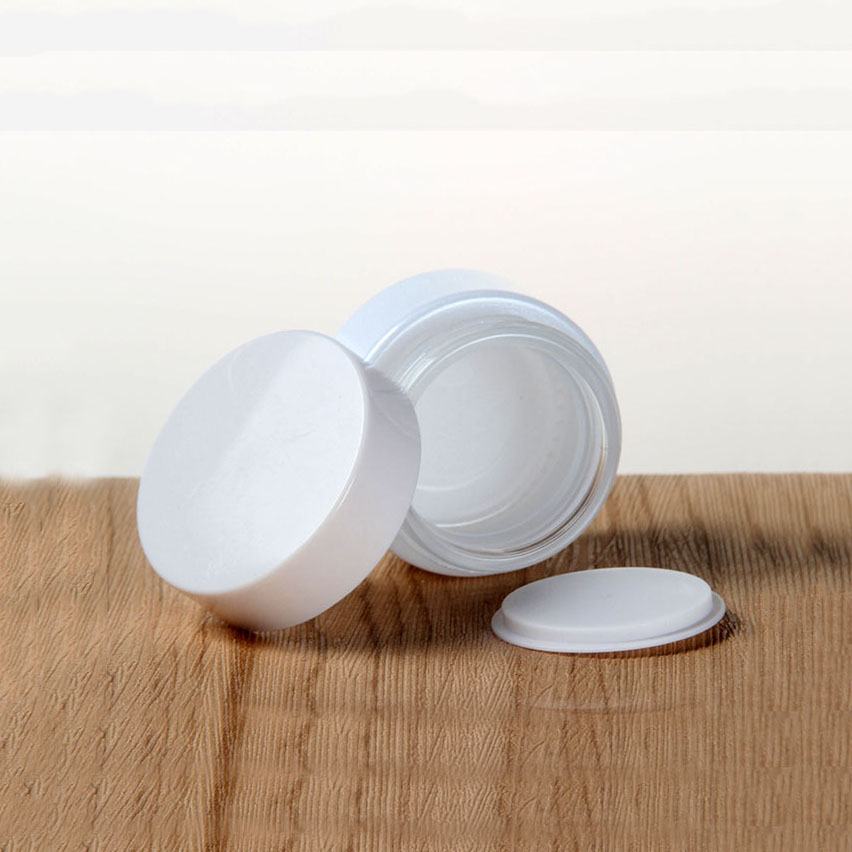 20g pearl white cosmetic glass jar eye cream skin cream packaging container black plastic lid