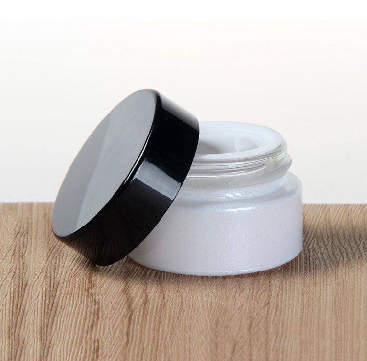 20g pearl white cosmetic glass jar eye cream skin cream packaging container black plastic lid
