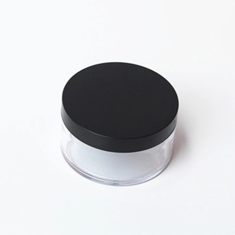 20g plastic Loose Powder Jar, clear empty cosmetic container with black cap