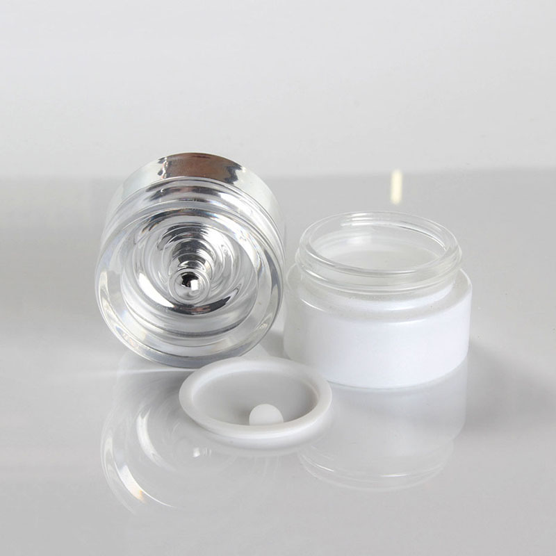 20g skin care cream glass jar pearlescent white eye cream cosmetic packaging container with silver lid