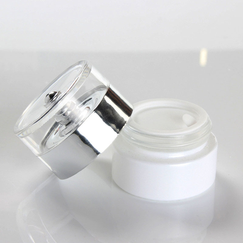 20g skin care cream glass jar pearlescent white eye cream cosmetic packaging container with silver lid