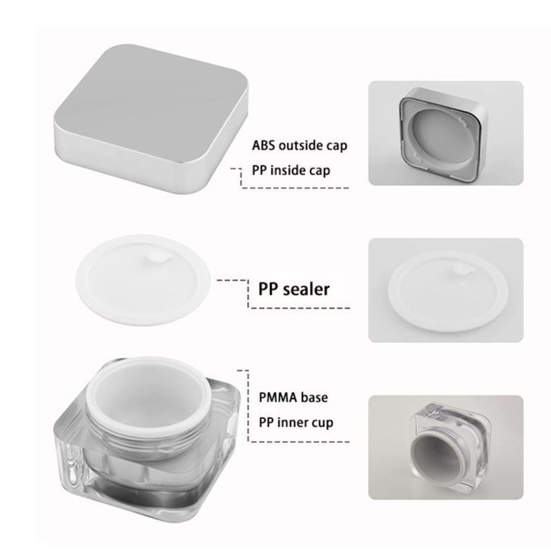 20g square acrylic pot 20gram acrylic jar plastic cosmetic cream jar with screw cap # 10g 15g 20g 50g available