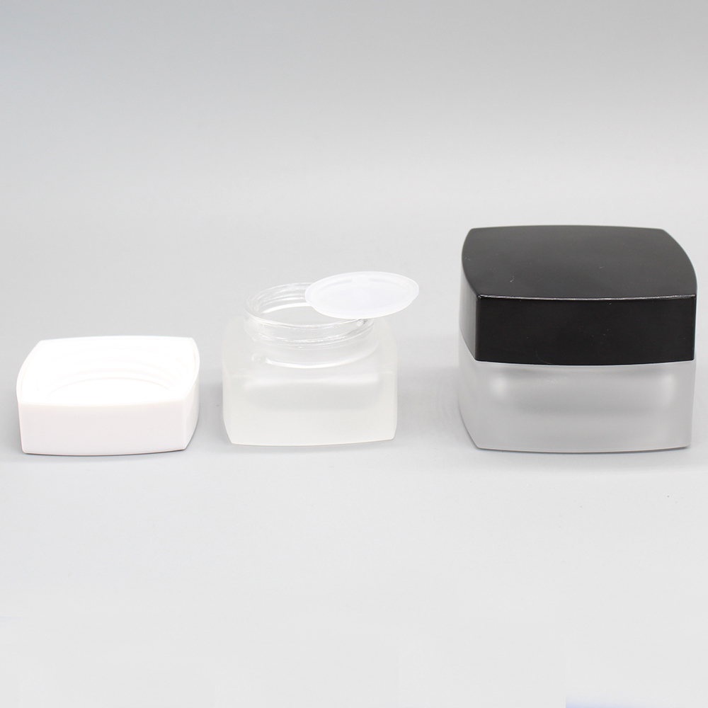 20g square cosmetic glass jar white cap glass jar for cosmetic cream