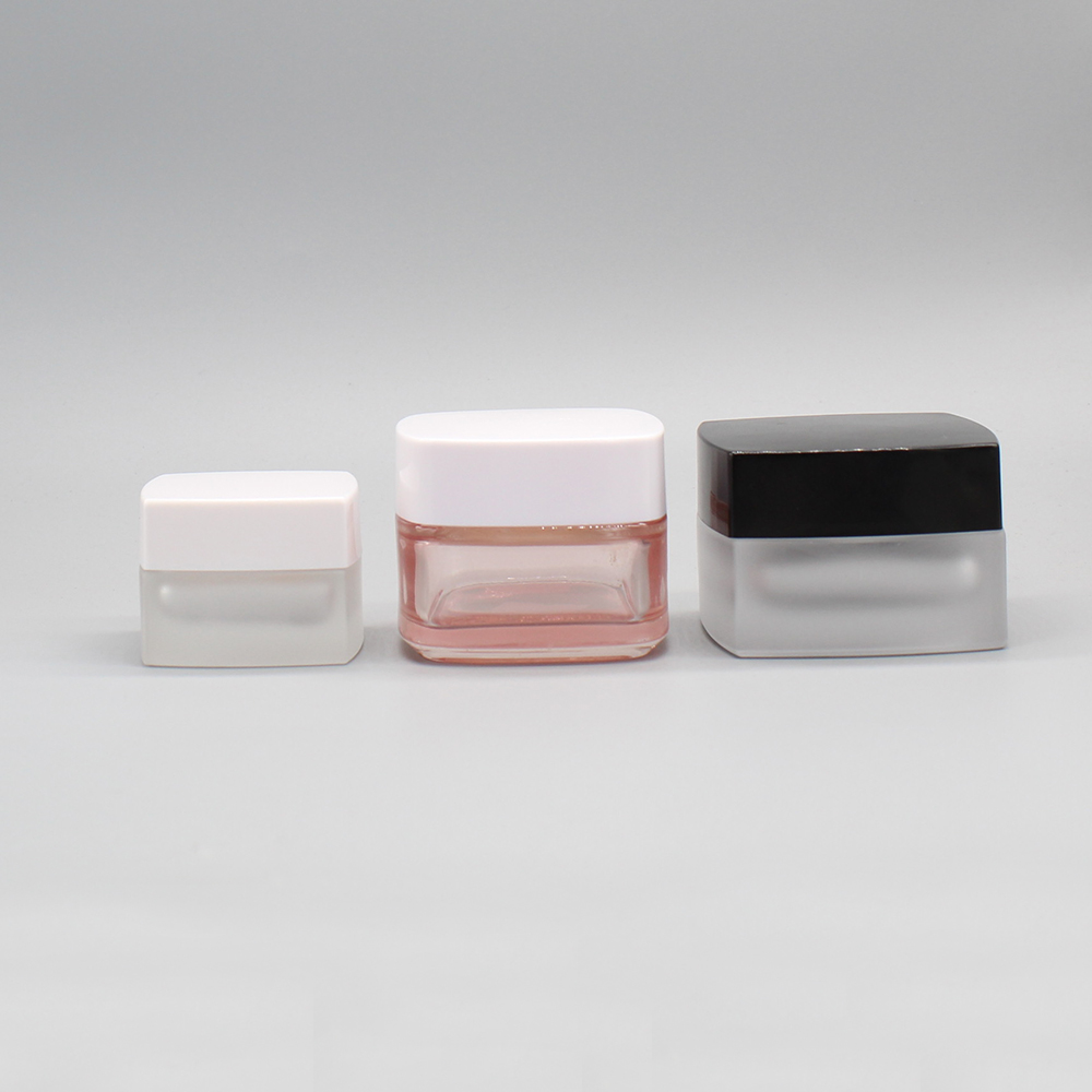 20g square cosmetic glass jar white cap glass jar for cosmetic cream