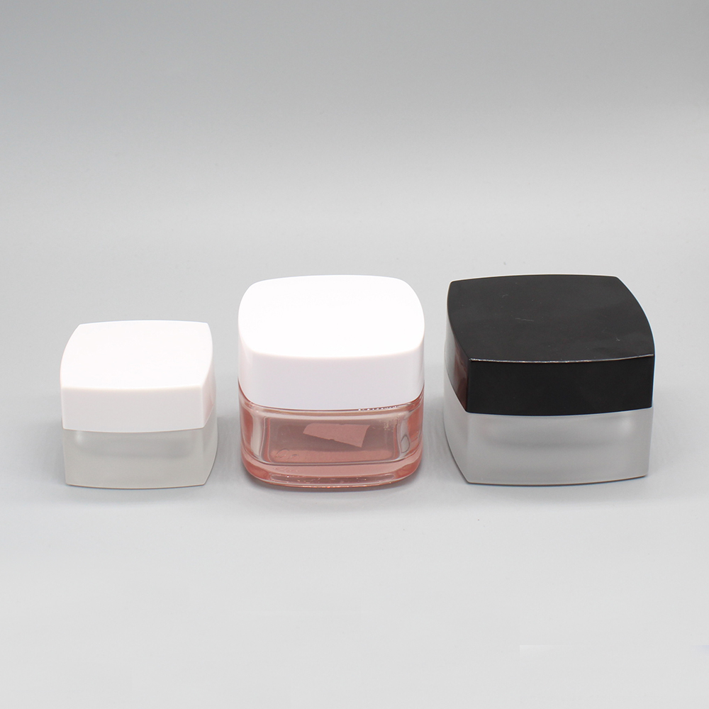 20g square cosmetic glass jar white cap glass jar for cosmetic cream