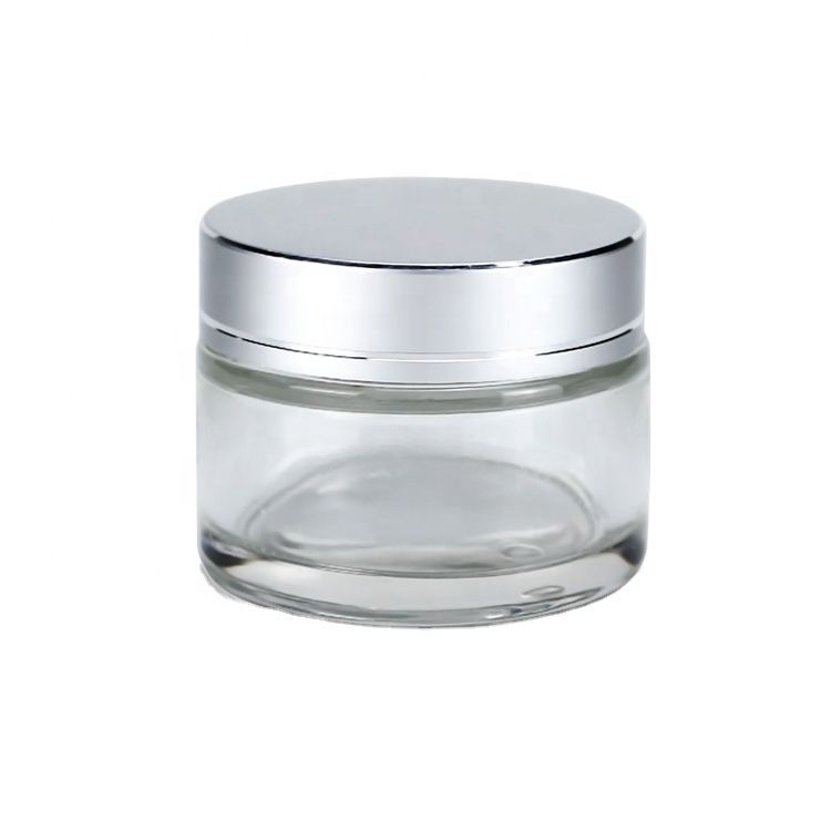 20g transparent glass cosmetic face cream jar with matte sliver cap glass bottle for eye cream glass spray bottle