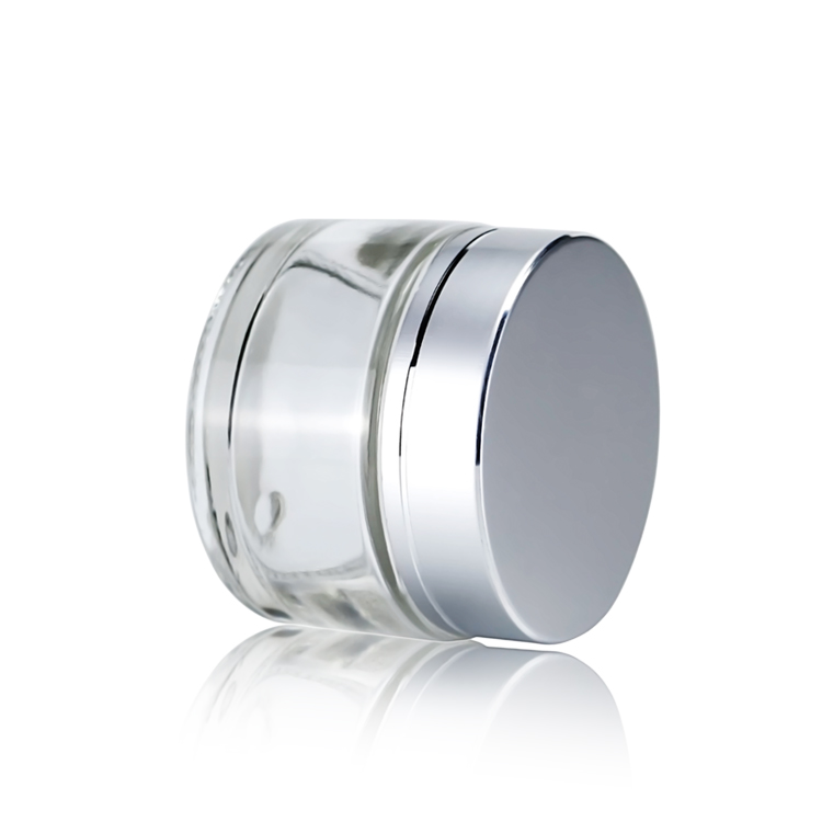20g transparent glass cosmetic face cream jar with matte sliver cap glass bottle for eye cream glass spray bottle