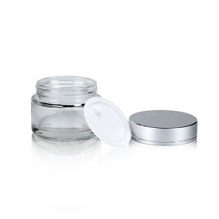 20g transparent glass cosmetic face cream jar with matte sliver cap glass bottle for eye cream glass spray bottle