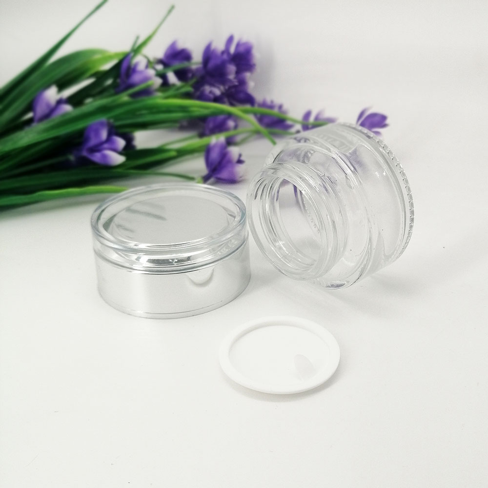 20g transparent glass cream empty jar with plastic silver lid skin cream eye cream cosmetic packaging container
