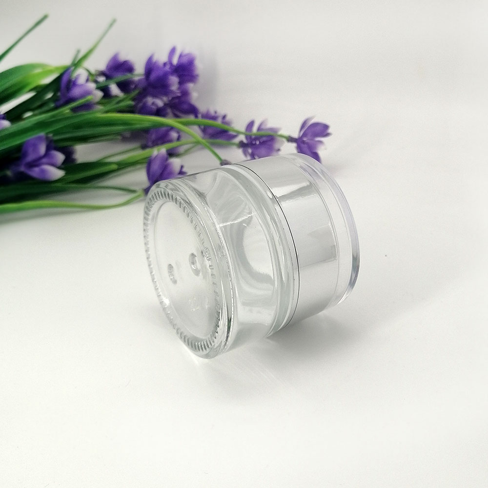 20g transparent glass cream empty jar with plastic silver lid skin cream eye cream cosmetic packaging container