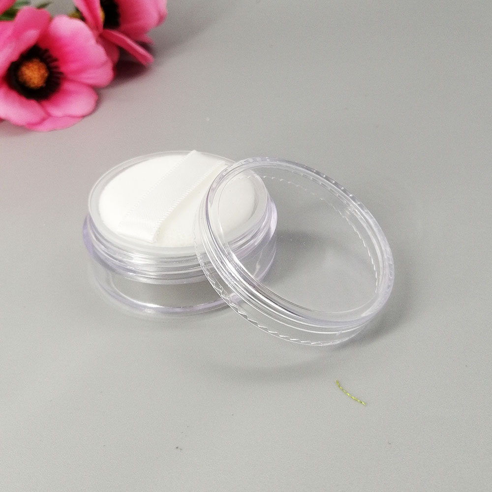 20g transparent loose powder empty jar cosmetic packaging container with puff and sieve