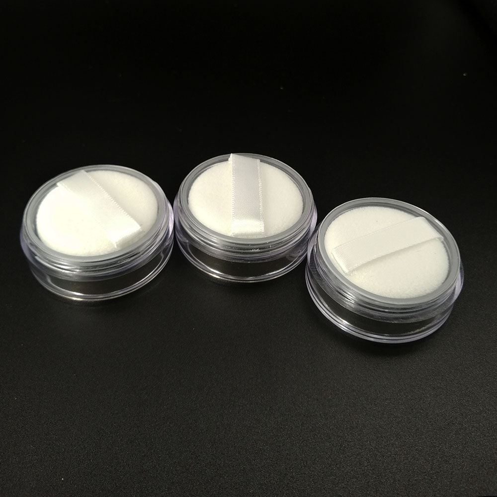 20g transparent loose powder empty jar cosmetic packaging container with puff and sieve