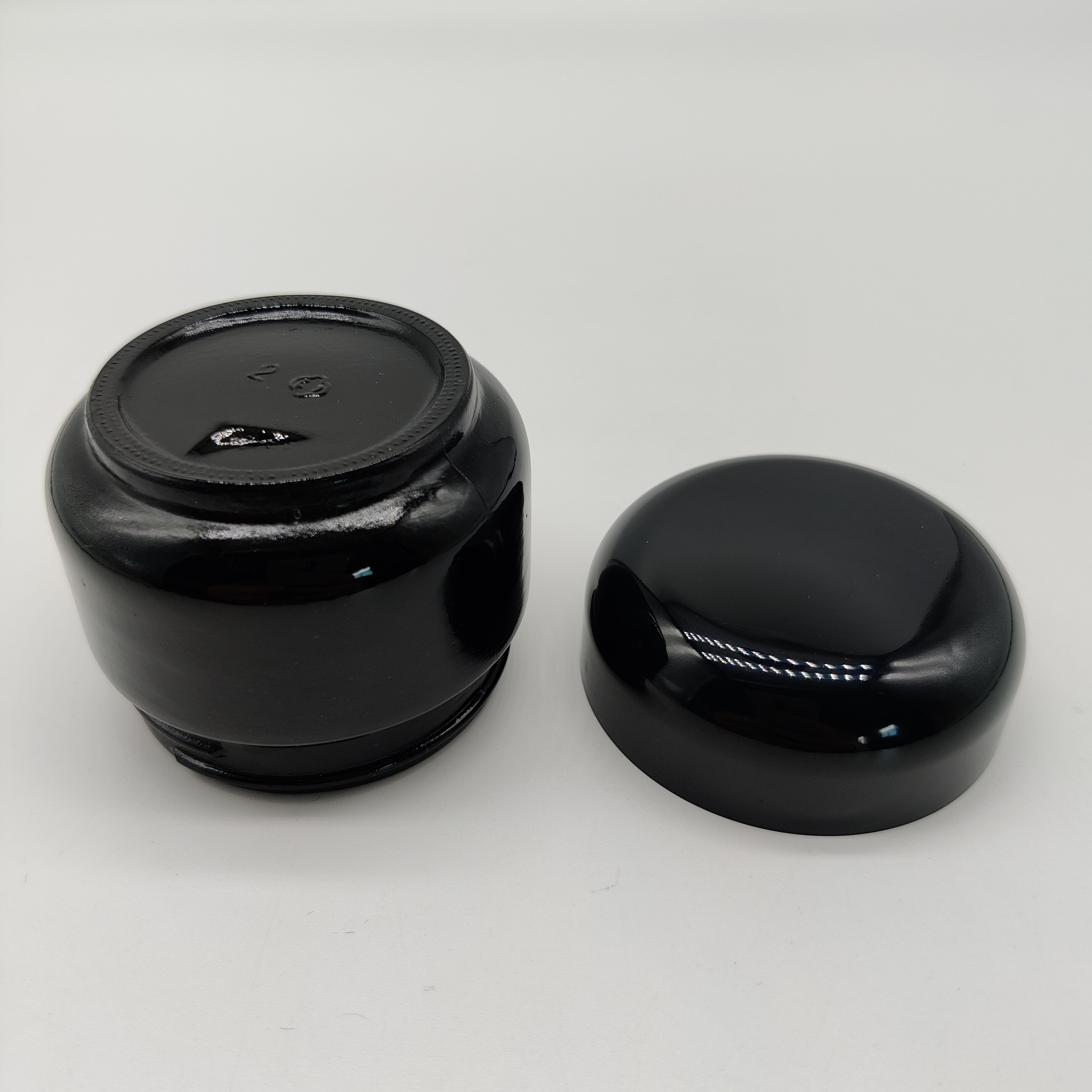 20g30g50g Black Cosmetic Glass Footed Jar for Skin Care Eye Face Cream with Bamboo Plastic Lid