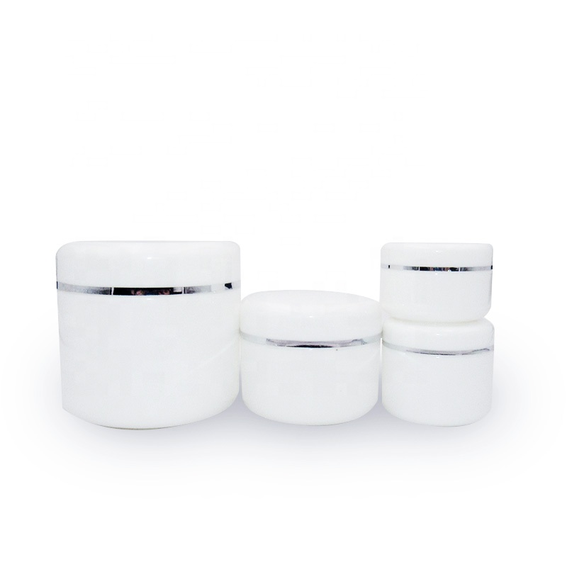 20g30g50g100g150g200g250g White PP cosmetic packaging Bottle Cream Jars with Silver Edge
