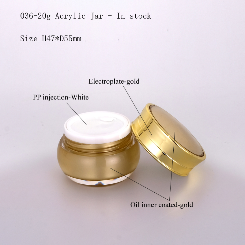 20gr Ready to ship empty cream jar ex-stock empty acrylic cream container pot 20ml for cosmetic packaging