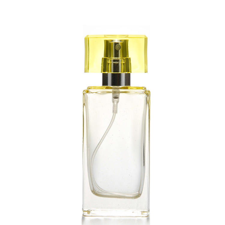 20ml 0.66oz light green straight rectangle shape vintage luxury empty women glass cosmetic refillable perfume bottle