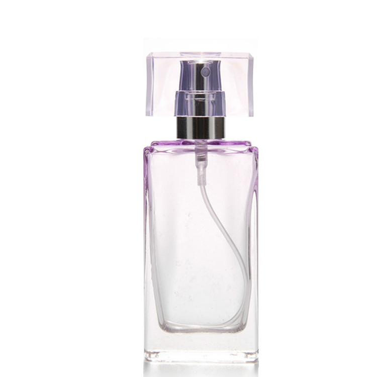 20ml 0.66oz light green straight rectangle shape vintage luxury empty women glass cosmetic refillable perfume bottle