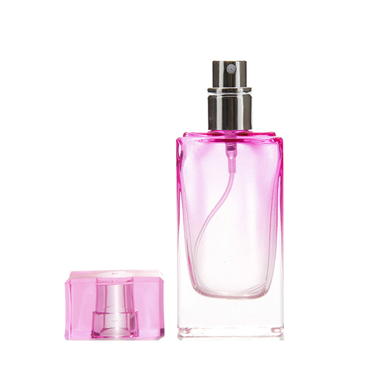 20ml 0.66oz light green straight rectangle shape vintage luxury empty women glass cosmetic refillable perfume bottle