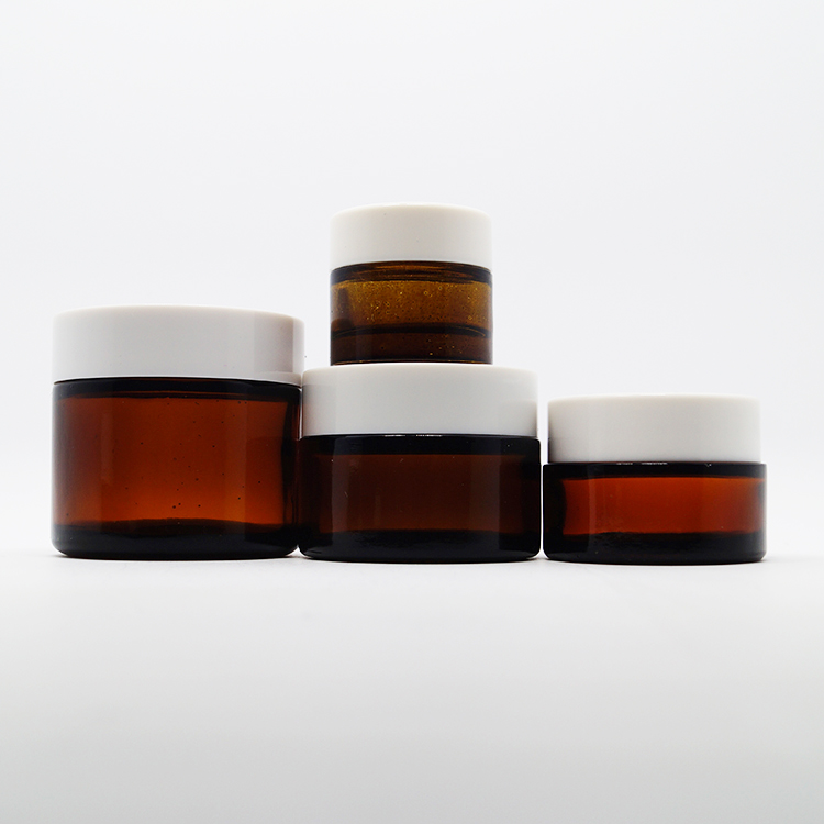 20ml 1 oz 2 oz 30ml 30 ml 50ml 60ml 100ml empty cosmetic cream amber glass jar with aluminum metal lid