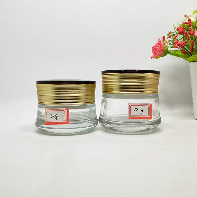 20ml 1 oz 2 oz 30ml 30 ml 50ml 60ml 100ml empty cosmetic cream amber glass jar with aluminum metal lid