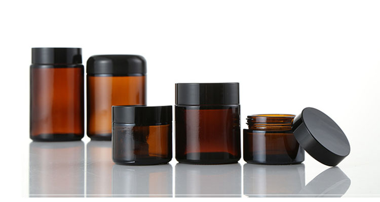 20ml 1 oz 2 oz 30ml 30 ml 50ml 60ml 100ml empty cosmetic cream amber glass jar with aluminum metal lid