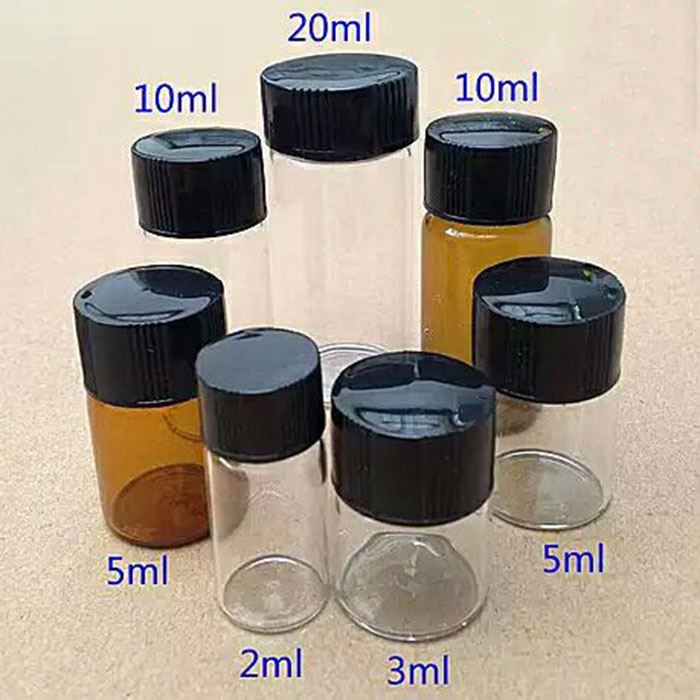 20ml 15ml 10ml clear amber tubular glass vials with screw cap wholesale