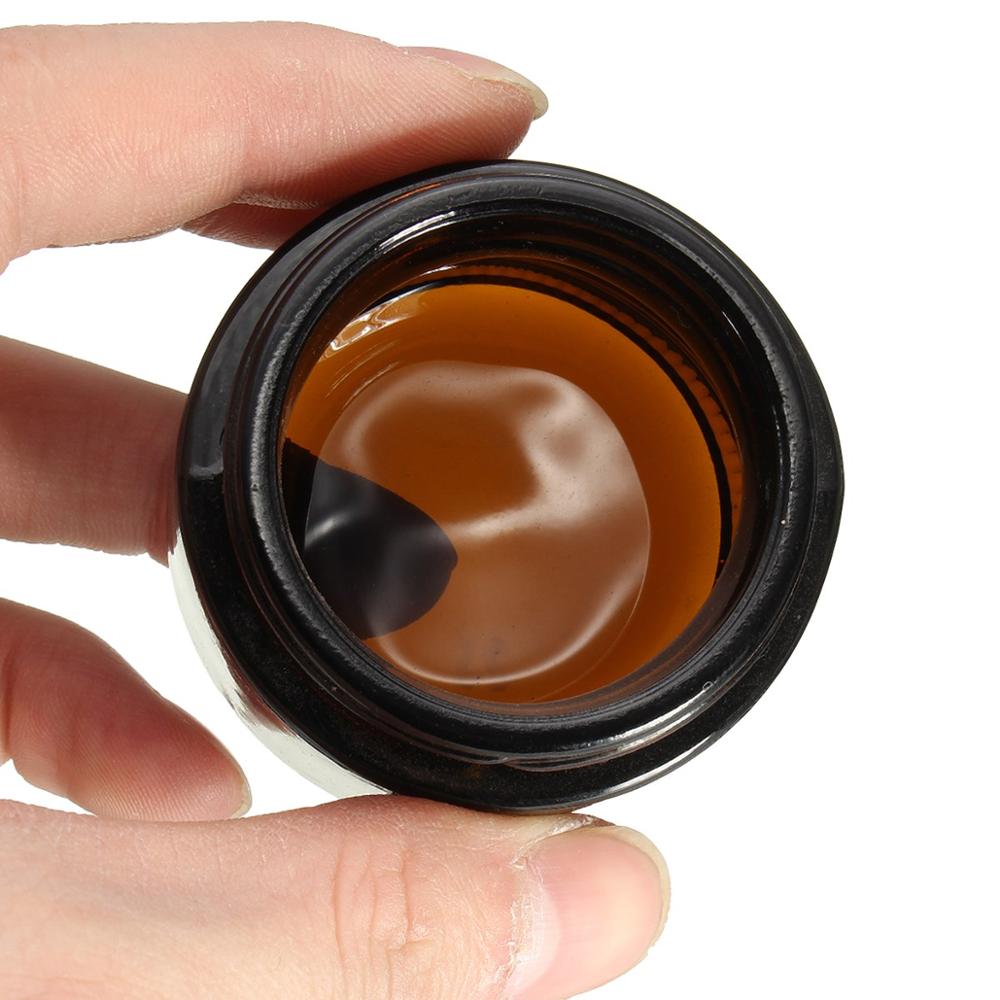 20ml 20g Amber Glass Cream Screwtop Jar with Black Plastic Lid