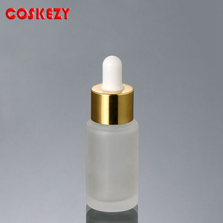 20ml 25ml 30ml Frosted Clear Glass Empty Package Serum Dropper Bottle, E-liquid Fancy Glass Bottle with Metal Cap