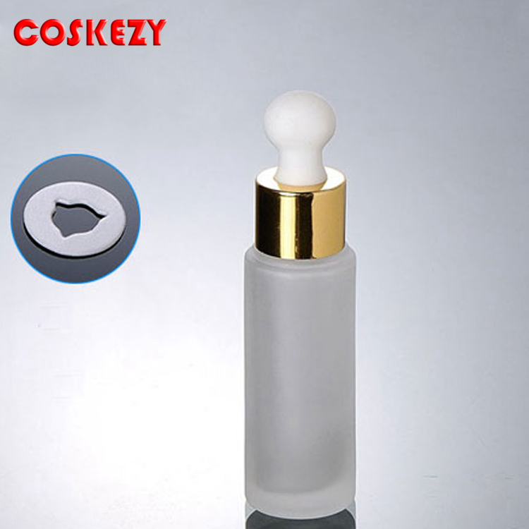 20ml 25ml 30ml Frosted Clear Glass Empty Package Serum Dropper Bottle, E-liquid Fancy Glass Bottle with Metal Cap