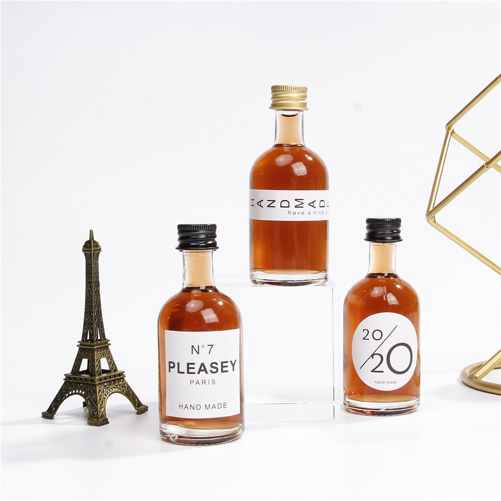 20ml 25ml 50ml Mini Rum Glass Bottles High Clear Beverage Bottles With Aluminum Lid For Vodka Whisky