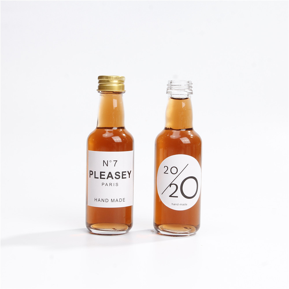 20ml 25ml 50ml Mini Rum Glass Bottles High Clear Beverage Bottles With Aluminum Lid For Vodka Whisky