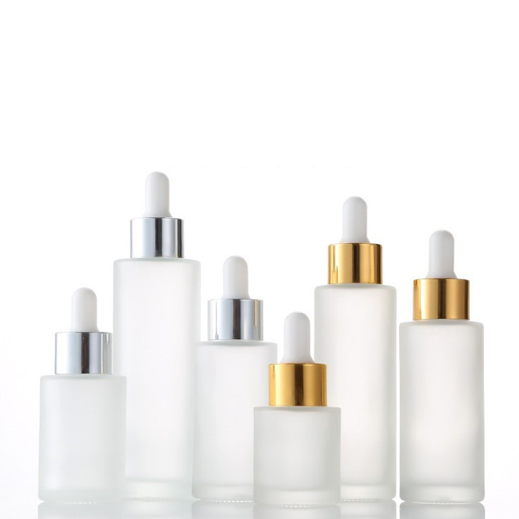 20ml 30 ml 40ml 50ml 60ml 80ml 100ml clear color round cylinder flat shoulder glass dropper bottle for serum essential oil