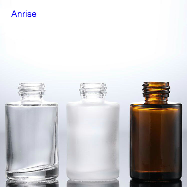 20ml 30ml 1 oz Amber Clear Matte Frosted Glass Flat Shoulder Cosmetic Serum Lotion White Dropper Bottle