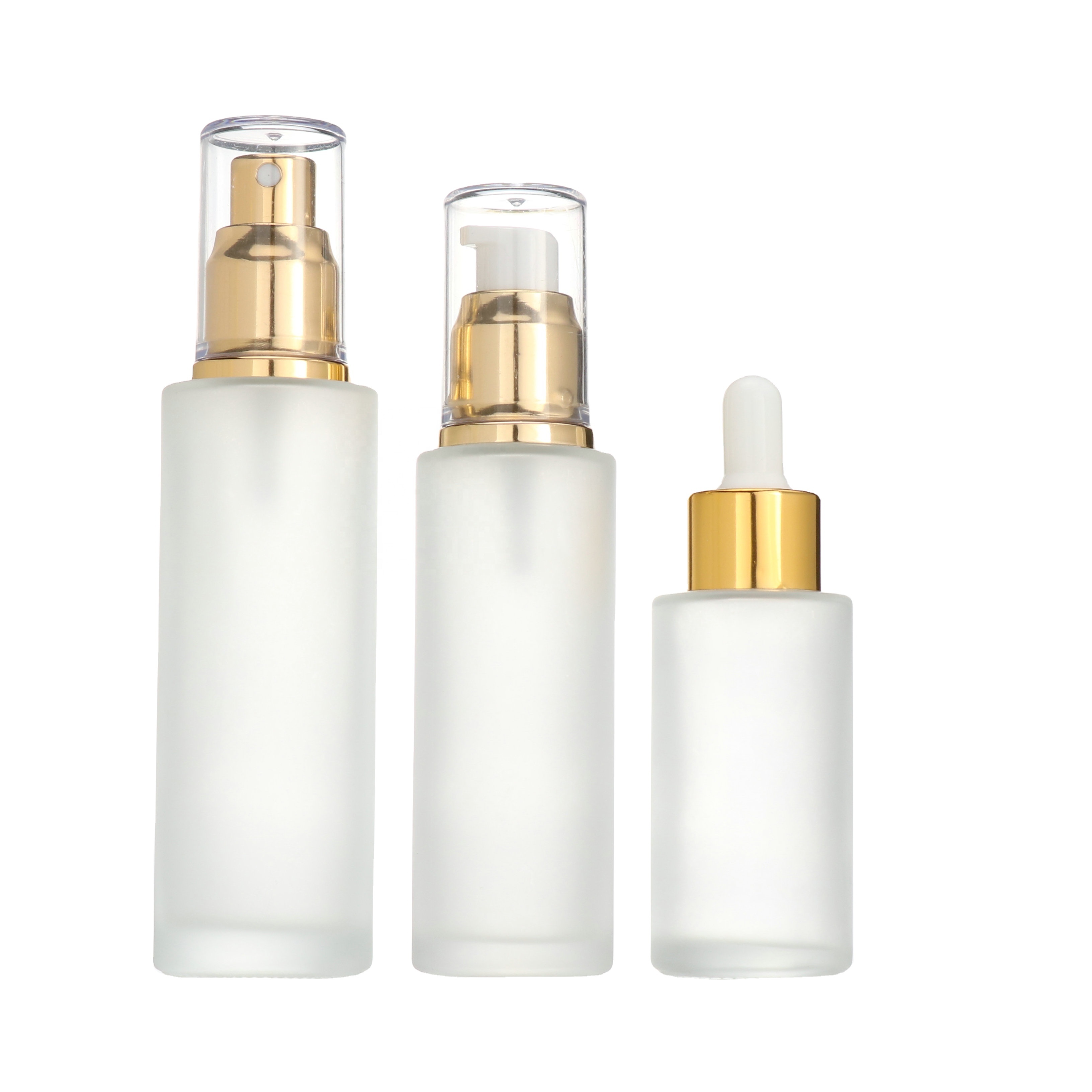 20ml 30ml 40ml 50ml 60ml 80ml 100ml 120ml Clear Cosmetic Packaging Frosted Glass pump spray bottle