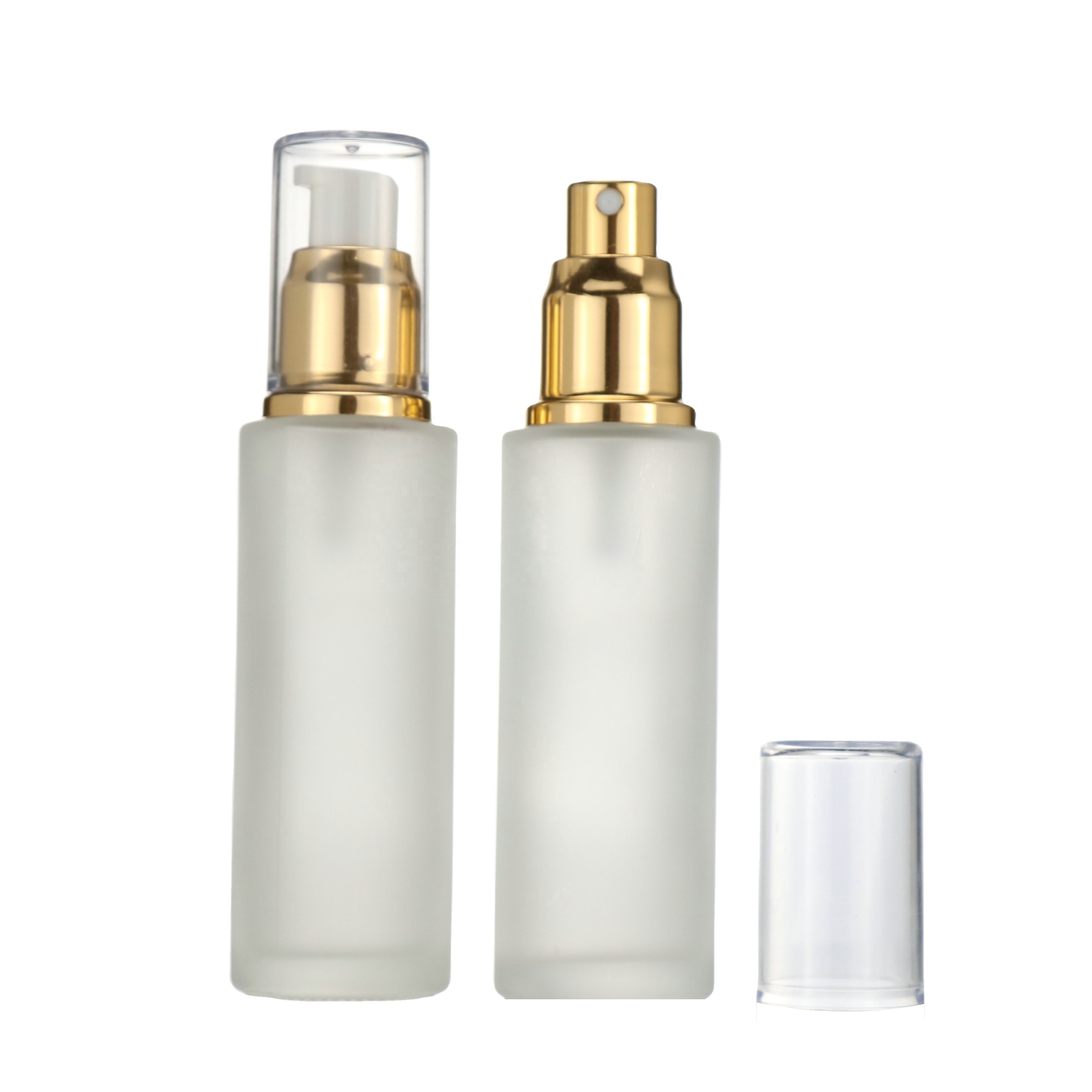20ml 30ml 40ml 50ml 60ml 80ml 100ml 120ml Clear Cosmetic Packaging Frosted Glass pump spray bottle