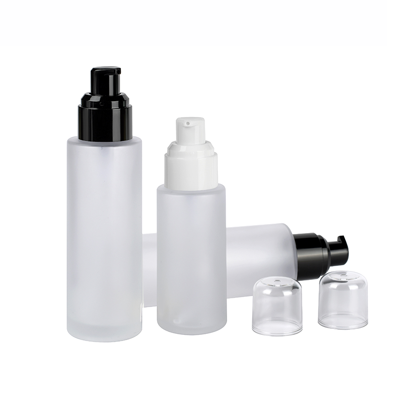 20ml 30ml 40ml 50ml 60ml 80ml 120ml Flat shoulder glass dropper bottle with plastic or aluminum pump lotion sprayer cap