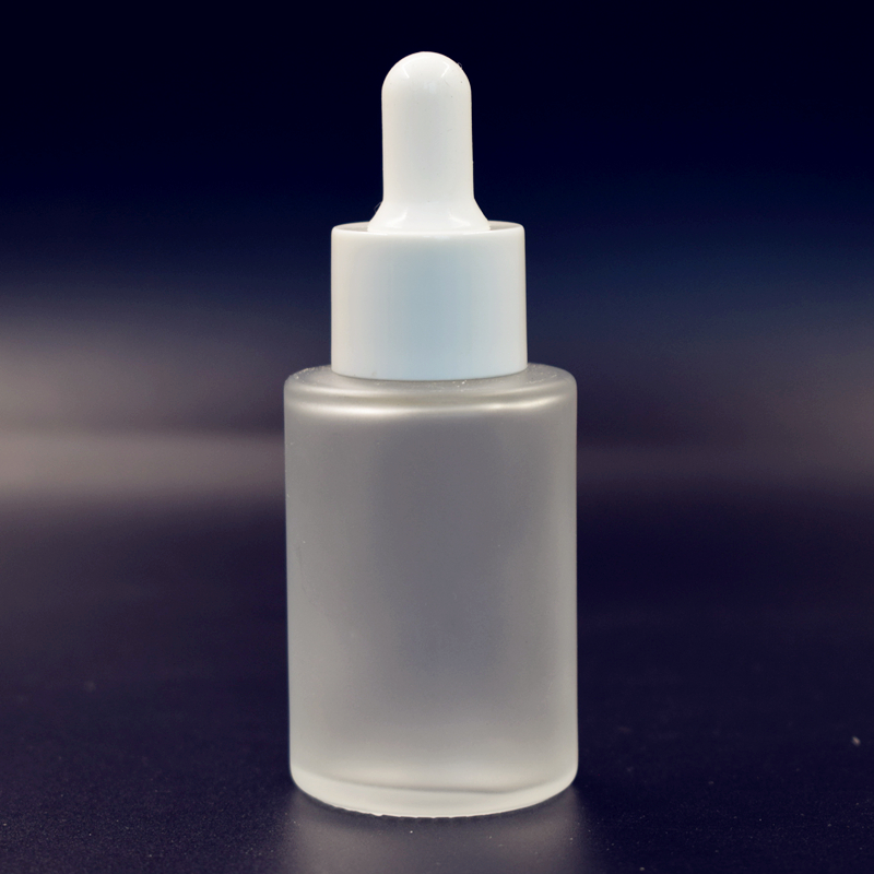 20ml 30ml 40ml 50ml 60ml 80ml Luxury empty frost flat shoulder cosmetic glass dropper bottle with White Pipette for oil