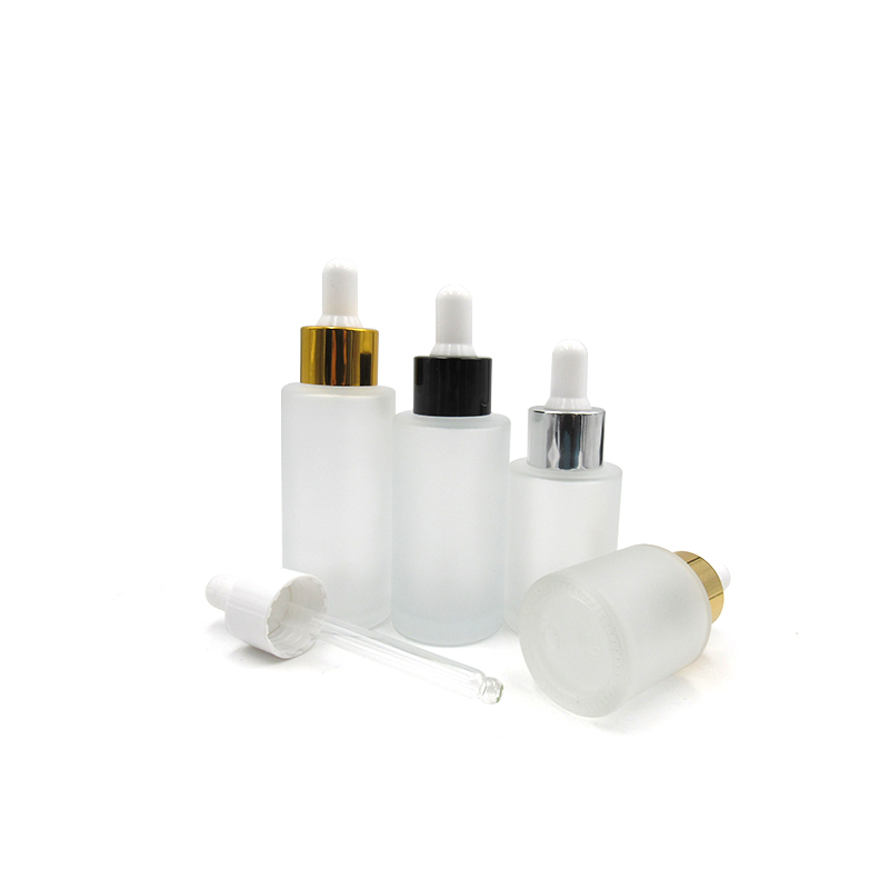 20ml 30ml 40ml 50ml 60ml 80ml Luxury empty frosted cosmetic glass dropper bottle with White Pipette for oil