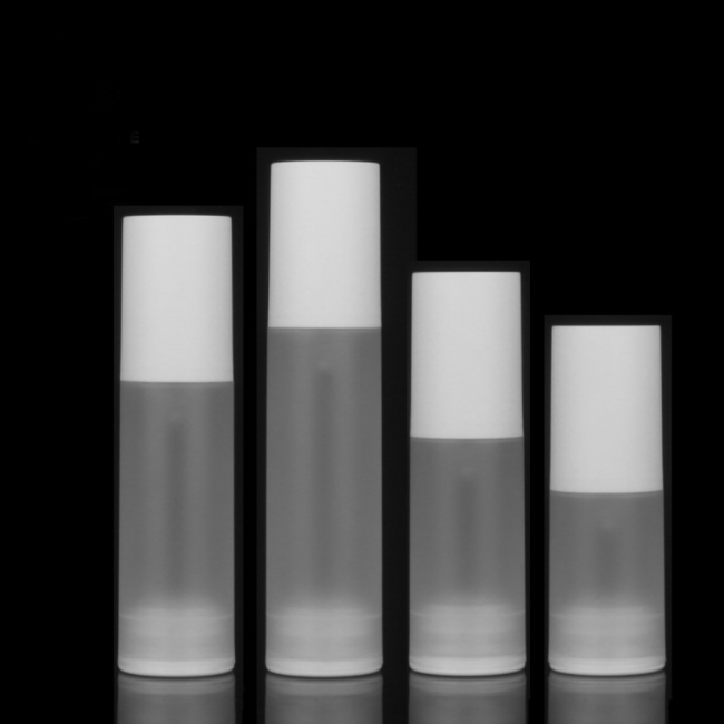 20ml 30ml 40ml 50ml plastic cosmetic transparent matte spray bottle frosted Airless lotion bottle with white cap