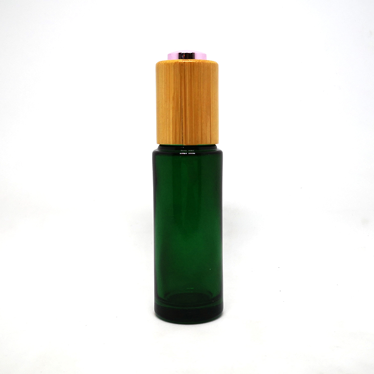 20ml 30ml 40ml 50ml purple cosmetic serum glass oil bottle with bamboo press pump