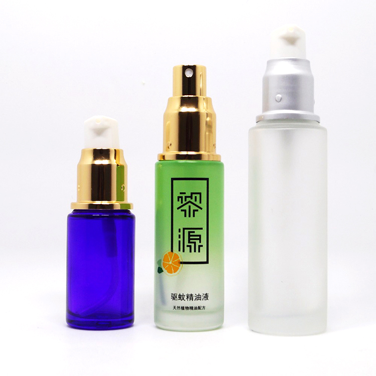 20ml 30ml 40ml 50ml purple cosmetic serum glass oil bottle with bamboo press pump