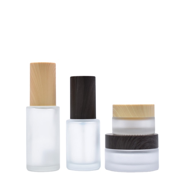 20ml 30ml 40ml 60ml 80ml 100ml 120ml frosted clear flat glass bottle with bamboo spray cap for perfume bottles