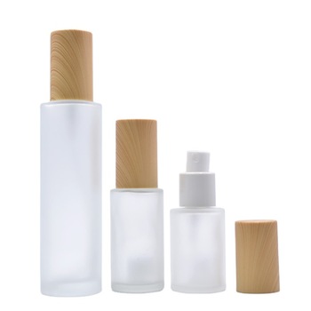 20ml 30ml 40ml 60ml 80ml 100ml 120ml frosted clear flat glass bottle with bamboo spray cap for perfume bottles
