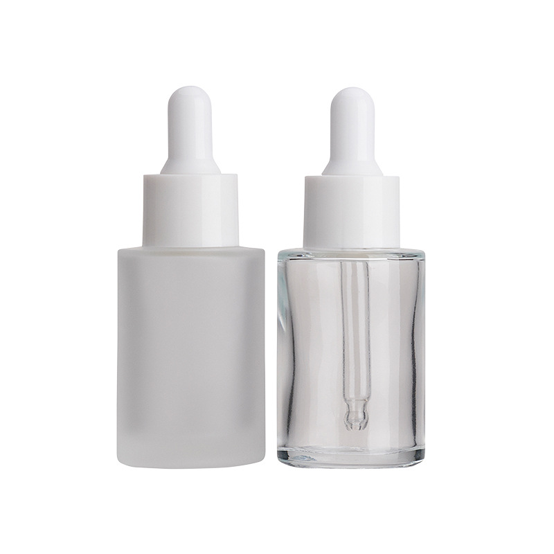 20ml 30ml 40ml clear frosted round glass serum dropper bottle