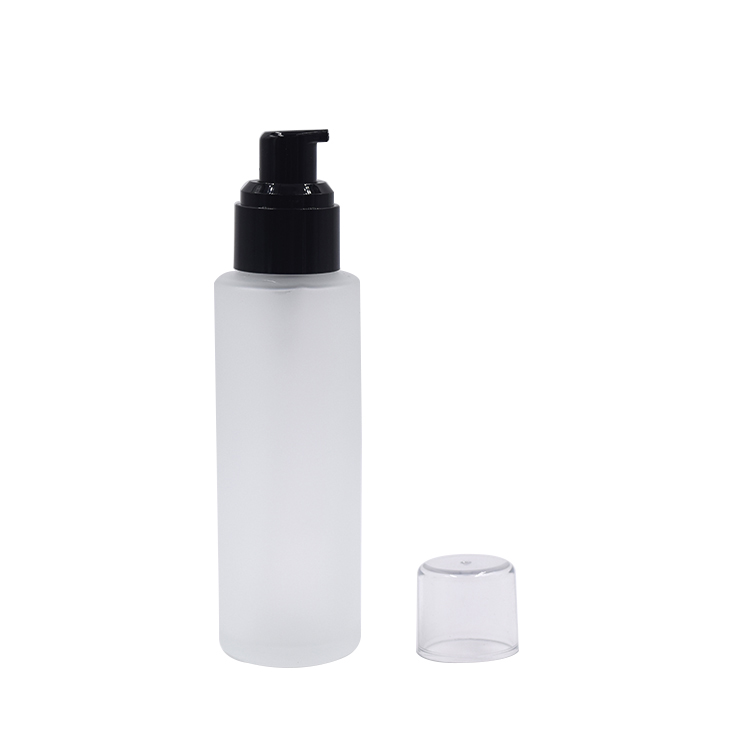 20ml 30ml 50ml 100ml 120ml 150ml hot sale clear frosted matte white container liquid bottle with black pump bottle